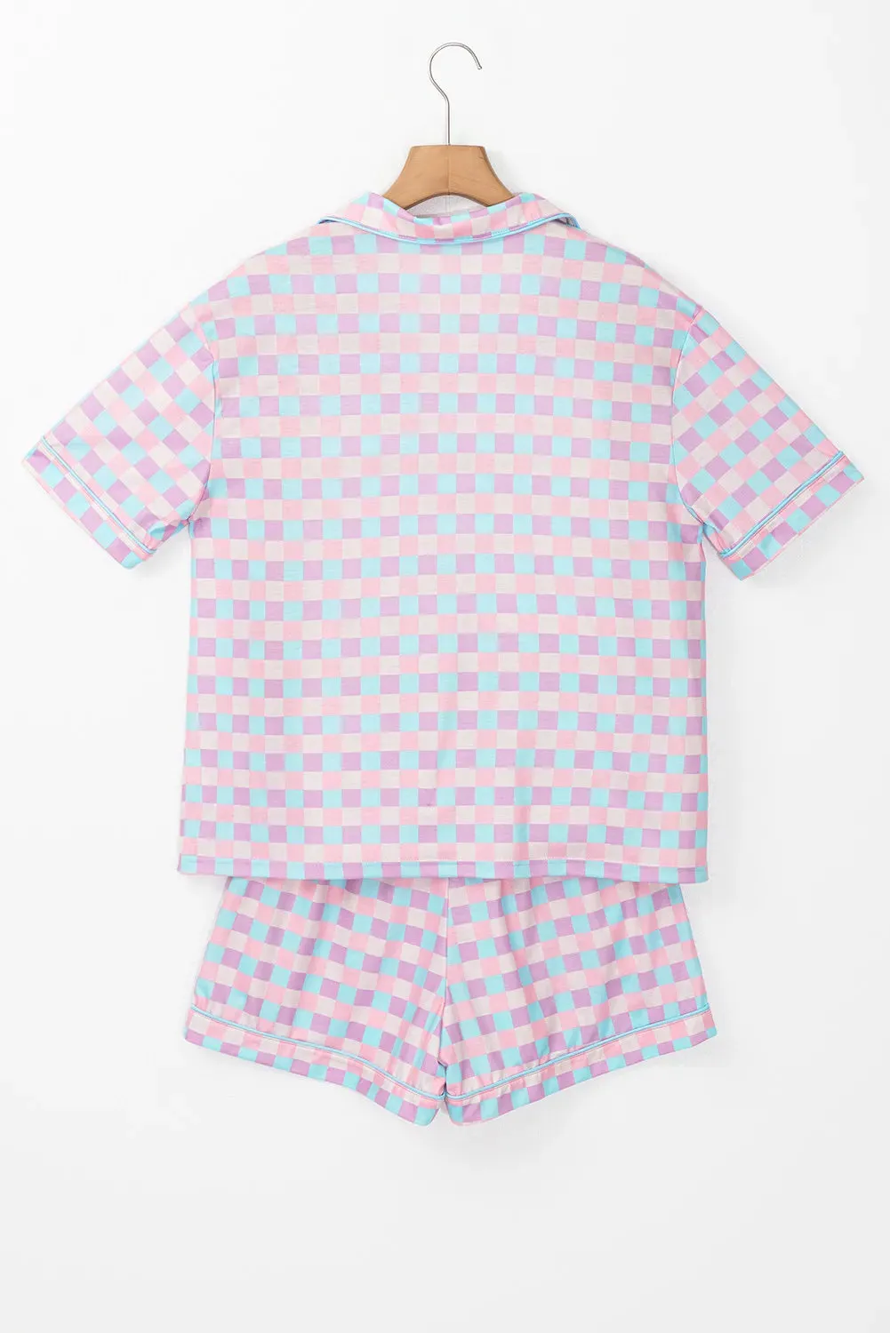 Plaid Collared Neck Short Sleeve Top and Shorts Lounge Set sold by Gigi Laurent product image thumbnail 5