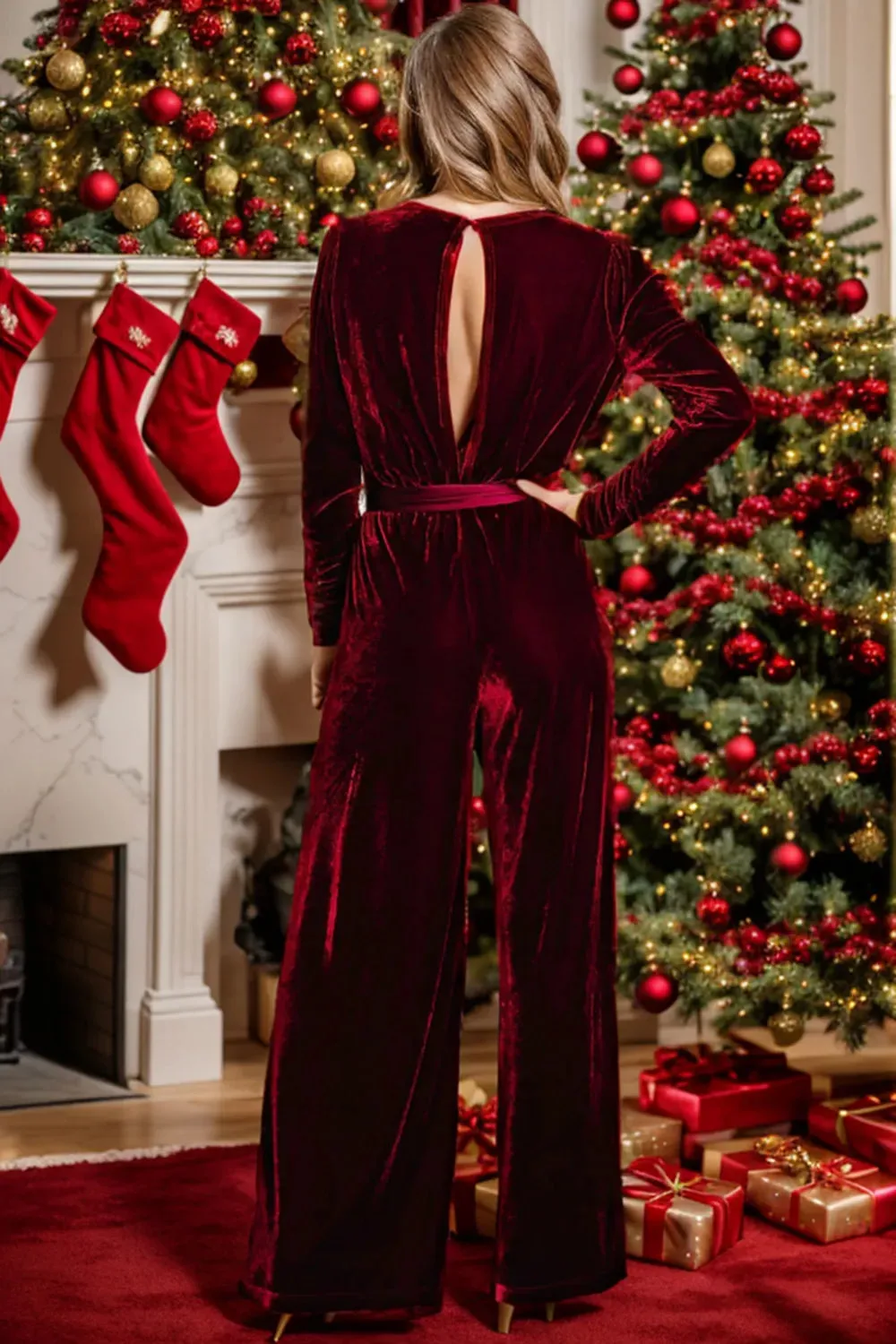 Tie Waist Long Sleeve Wide Leg Jumpsuit sold by Gigi Laurent product image thumbnail 2