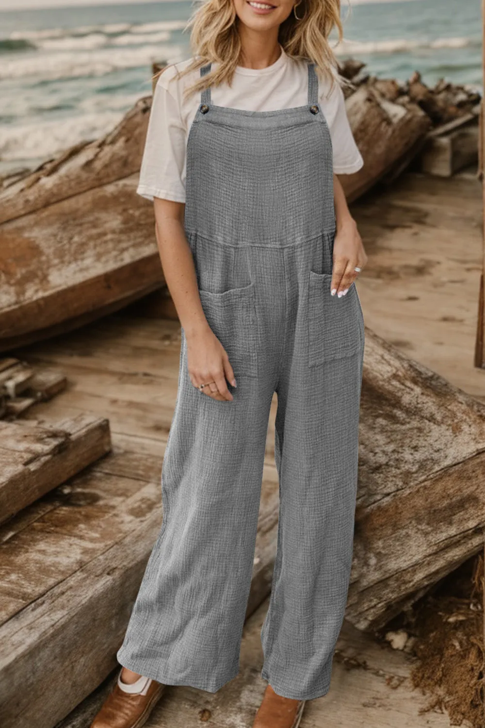 Full Size Wide Leg Front Pocket Jumpsuit sold by Gigi Laurent product image thumbnail 4