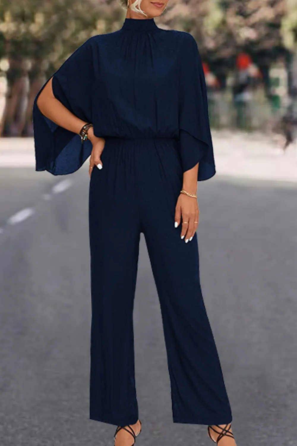 Tie Back Mock Neck Split Sleeve Jumpsuit sold by Gigi Laurent product image thumbnail 3