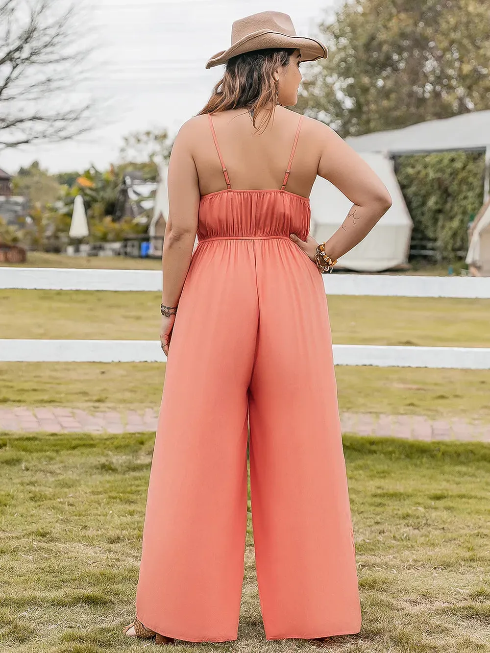 Plus Size Lace Detail Spaghetti Strap Wide Leg Jumpsuit sold by Gigi Laurent product image thumbnail 2