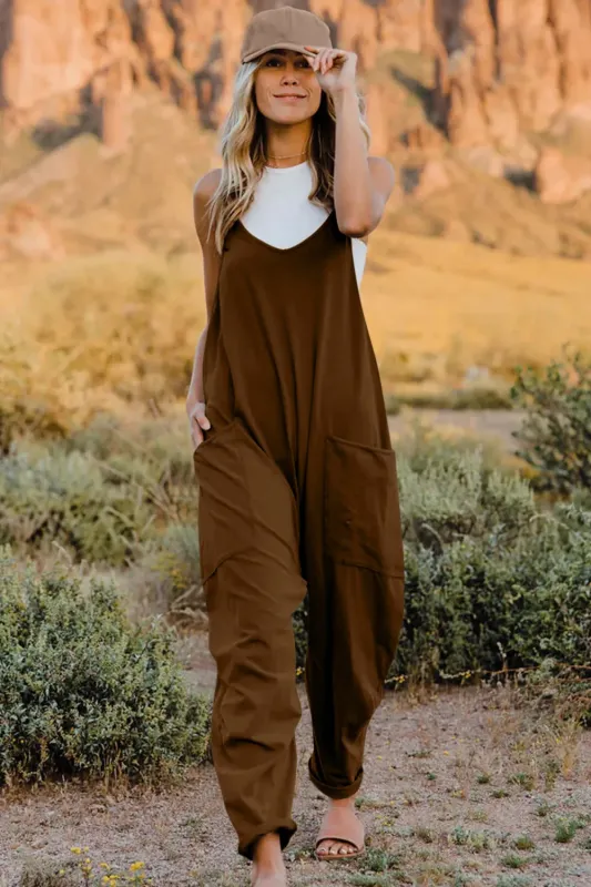 Double Take Full Size V-Neck Sleeveless Jumpsuit with Pockets sold by Gigi Laurent