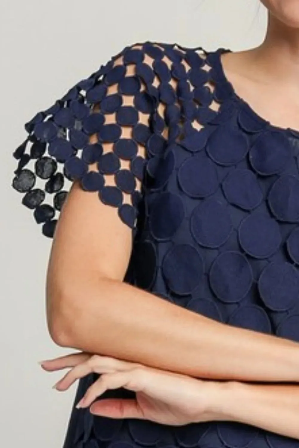 Umgee Full Size Mixed Polka Dot Lace Raglan Sleeve Boxy Cut Top Plus Size sold by Gigi Laurent product image thumbnail 3