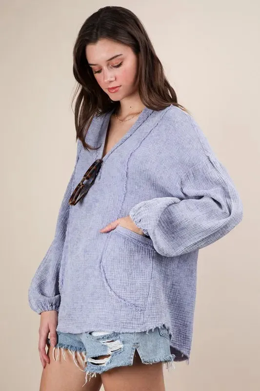 VERY J Plus Size Washed Cotton Gauze Oversized Top sold by Gigi Laurent product image thumbnail 2