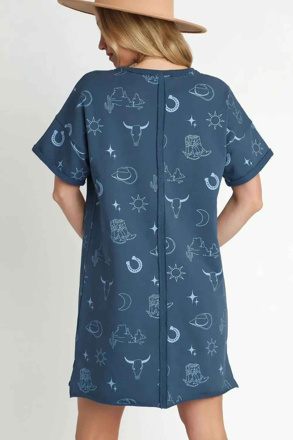 Umgee Full Size French Terry Short Sleeve Round Neck Dress Plus Size sold by Gigi Laurent product image thumbnail 2