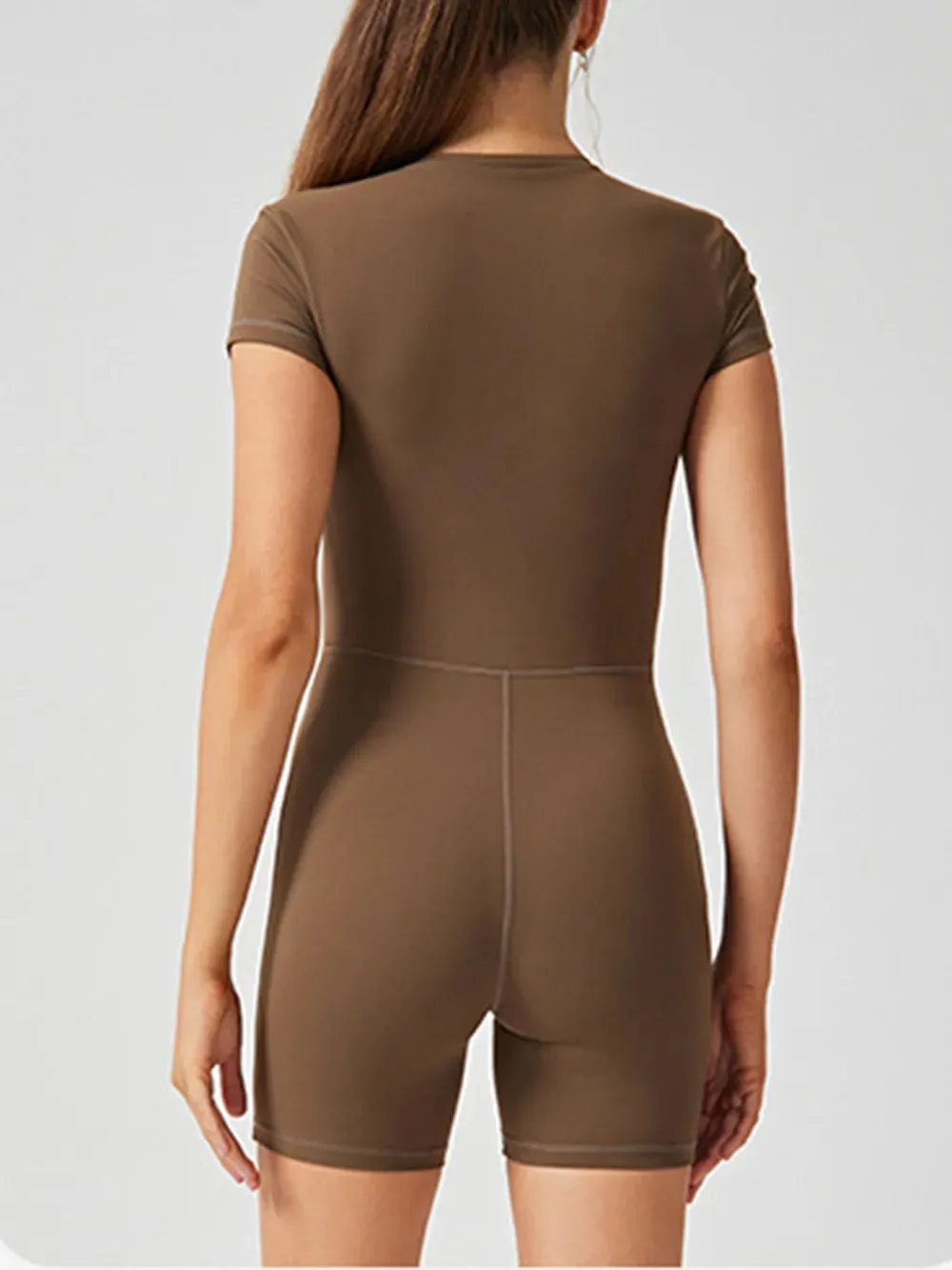 Half Zip Short Sleeve Active Romper sold by Gigi Laurent product image thumbnail 2