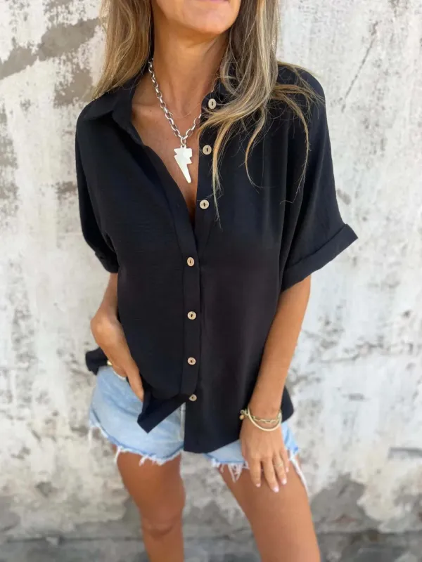 Full Size Button Down Short Sleeve Shirt Plus Size sold by Gigi Laurent