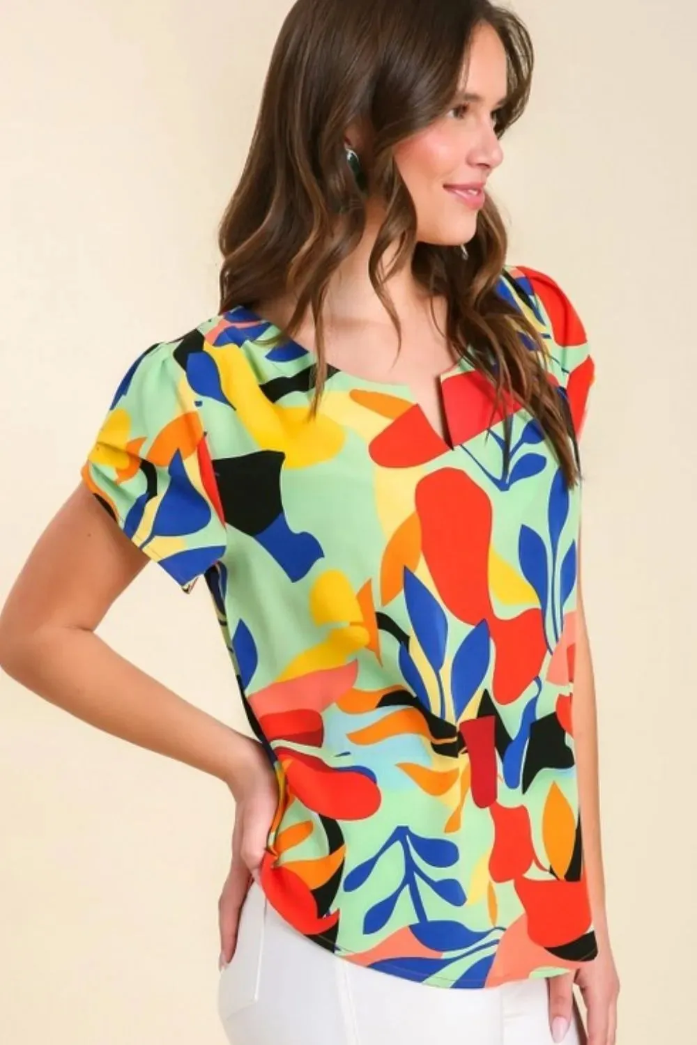Umgee Full Size Short Sleeved Abstract Print Top Plus Size sold by Gigi Laurent product image thumbnail 2