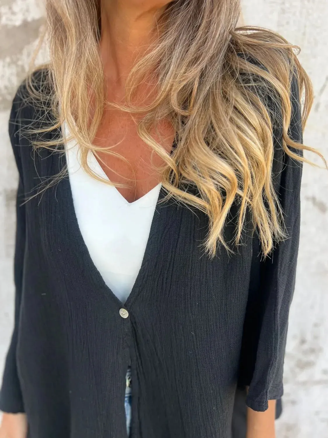 Full Size One Button Long Sleeve Shirt Plus Size sold by Gigi Laurent product image thumbnail 2