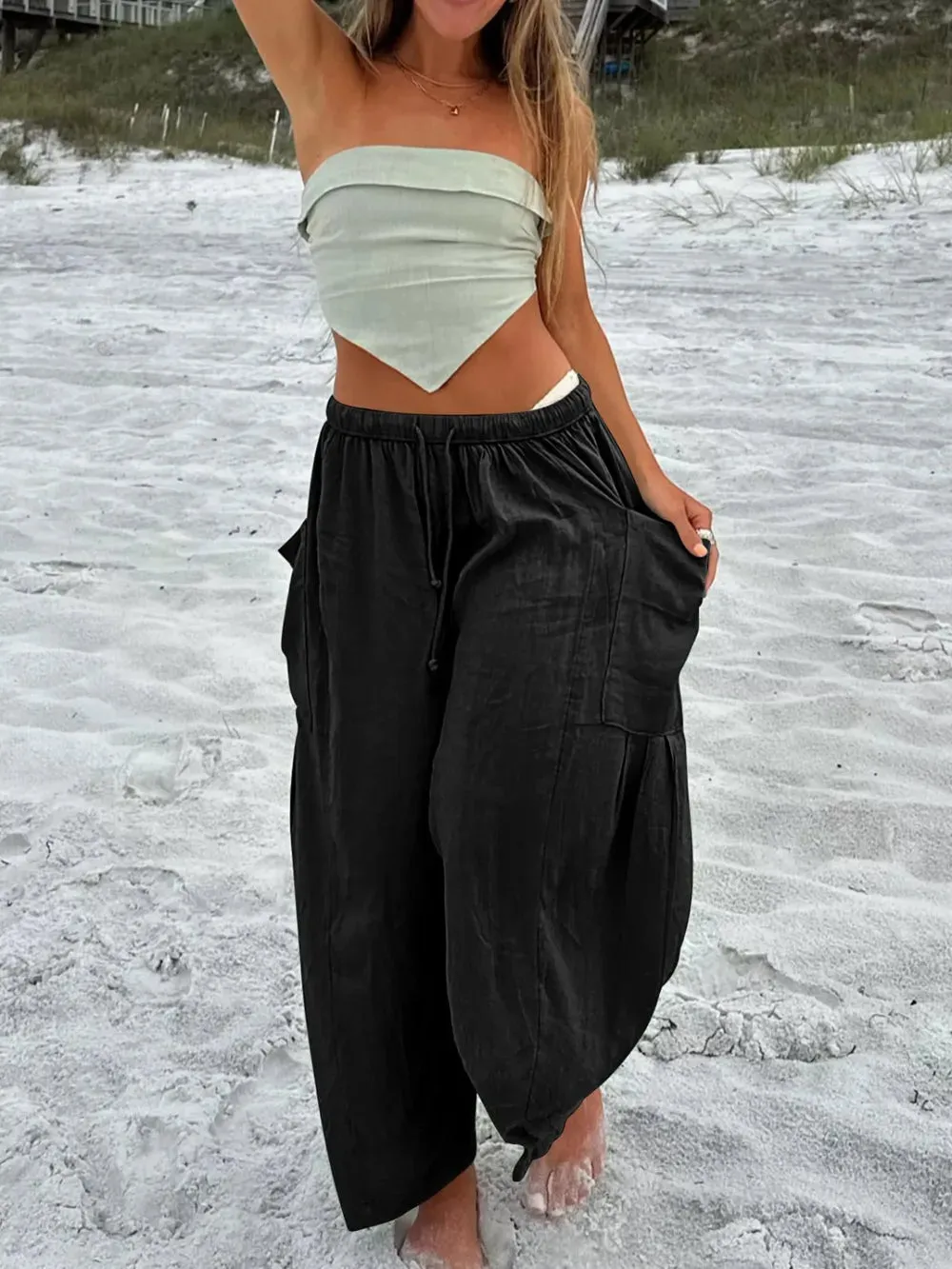 Full Size Drawstring Pants with Pockets Plus Size sold by Gigi Laurent product image thumbnail 4