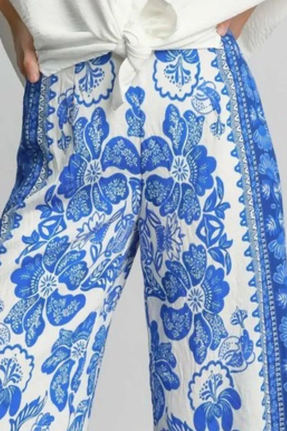 Umgee Full Size Floral Border Print Pants Plus Size sold by Gigi Laurent product image thumbnail 2