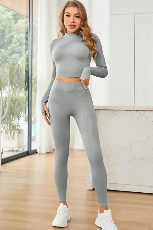 Mock Neck Long Sleeve Top and Leggings Active Set made by Gigi Laurent