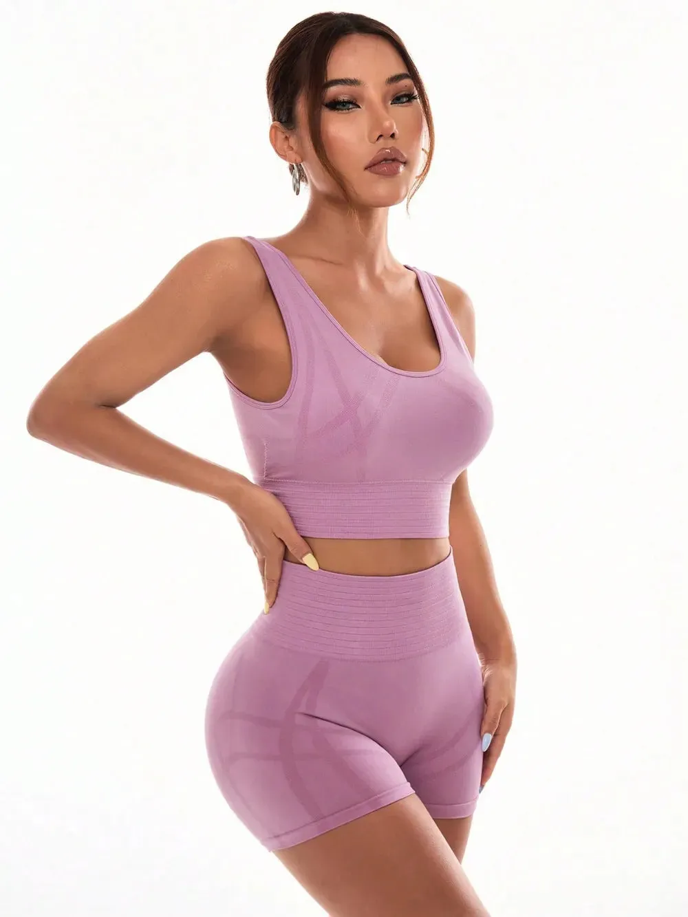 Scoop Neck Wide Strap Top and Shorts Active Set sold by Gigi Laurent product image thumbnail 3