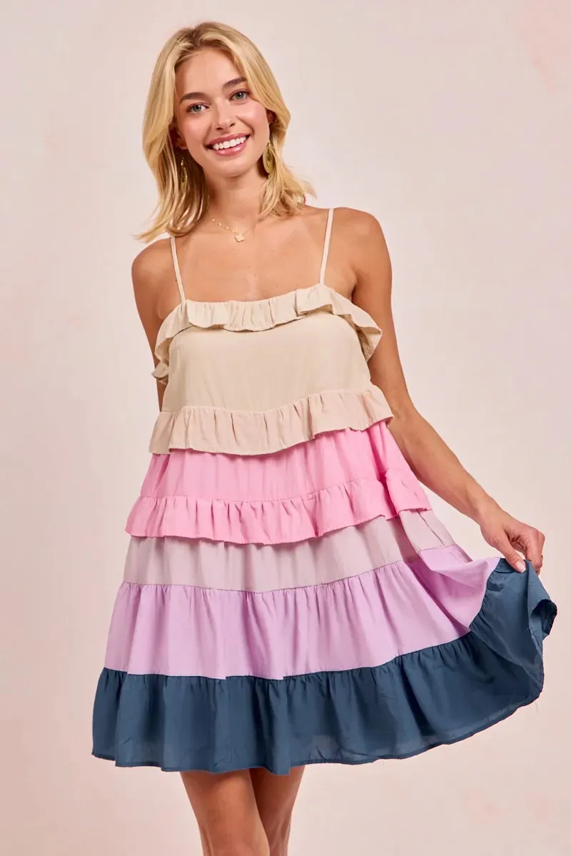 BiBi Color Blocked Tiered Dress sold by Gigi Laurent product image thumbnail 5