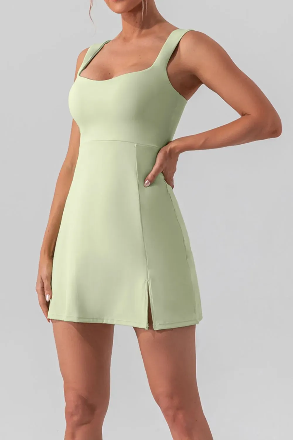 Square Neck Sleeveless Slit Mini Active Dress sold by Gigi Laurent product image thumbnail 4