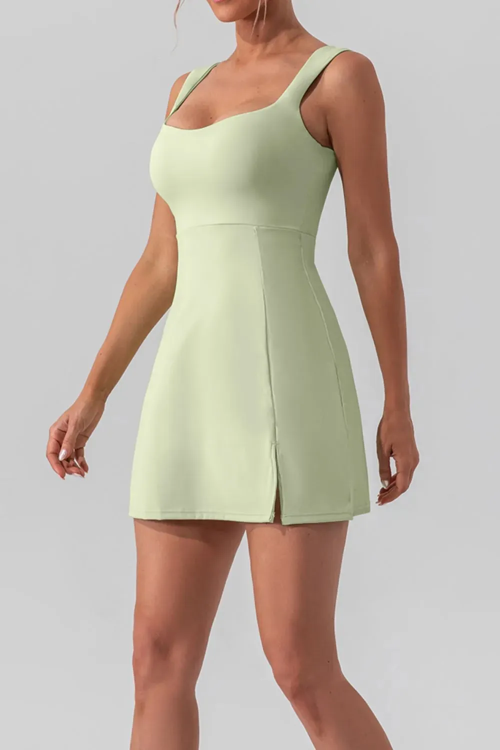 Square Neck Sleeveless Slit Mini Active Dress sold by Gigi Laurent product image thumbnail 5