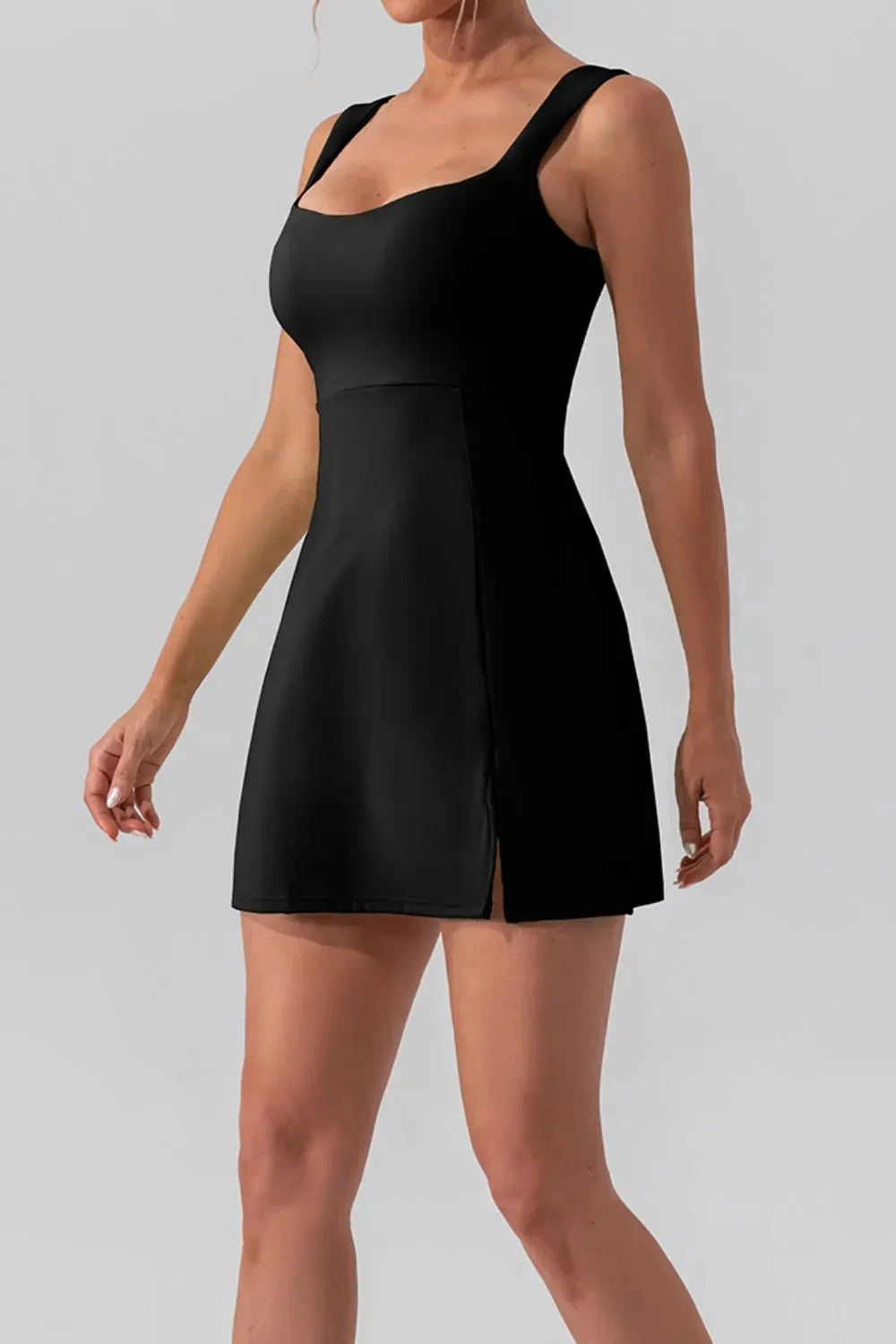 Square Neck Sleeveless Slit Mini Active Dress sold by Gigi Laurent product image thumbnail 3