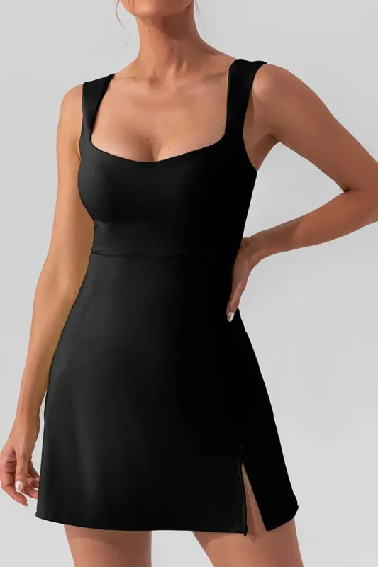 Square Neck Sleeveless Slit Mini Active Dress sold by Gigi Laurent