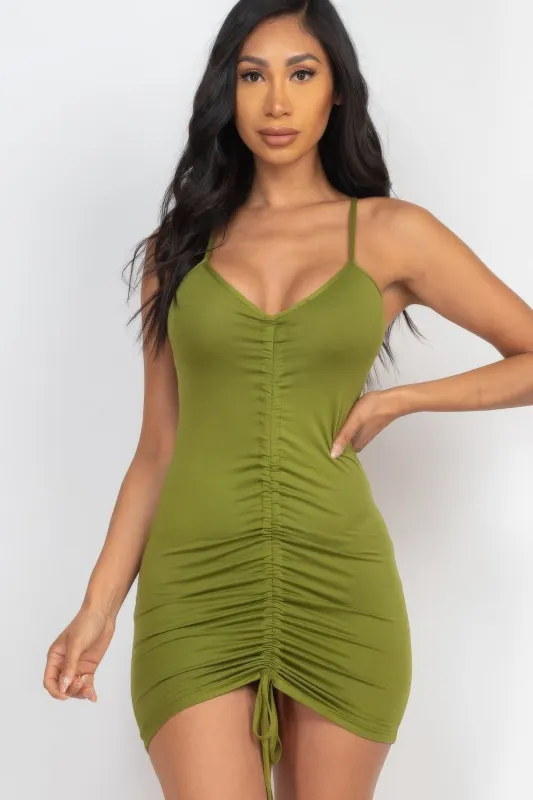 Adjustable Ruched Front Detail Mini Dress sold by Gigi Laurent