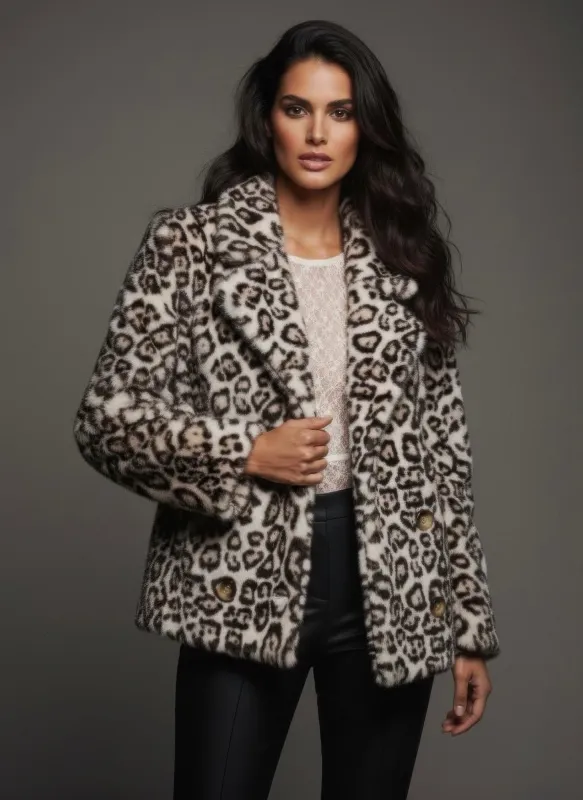 Leopard Thick Furry Coat Women's With Collar sold by Gigi Laurent