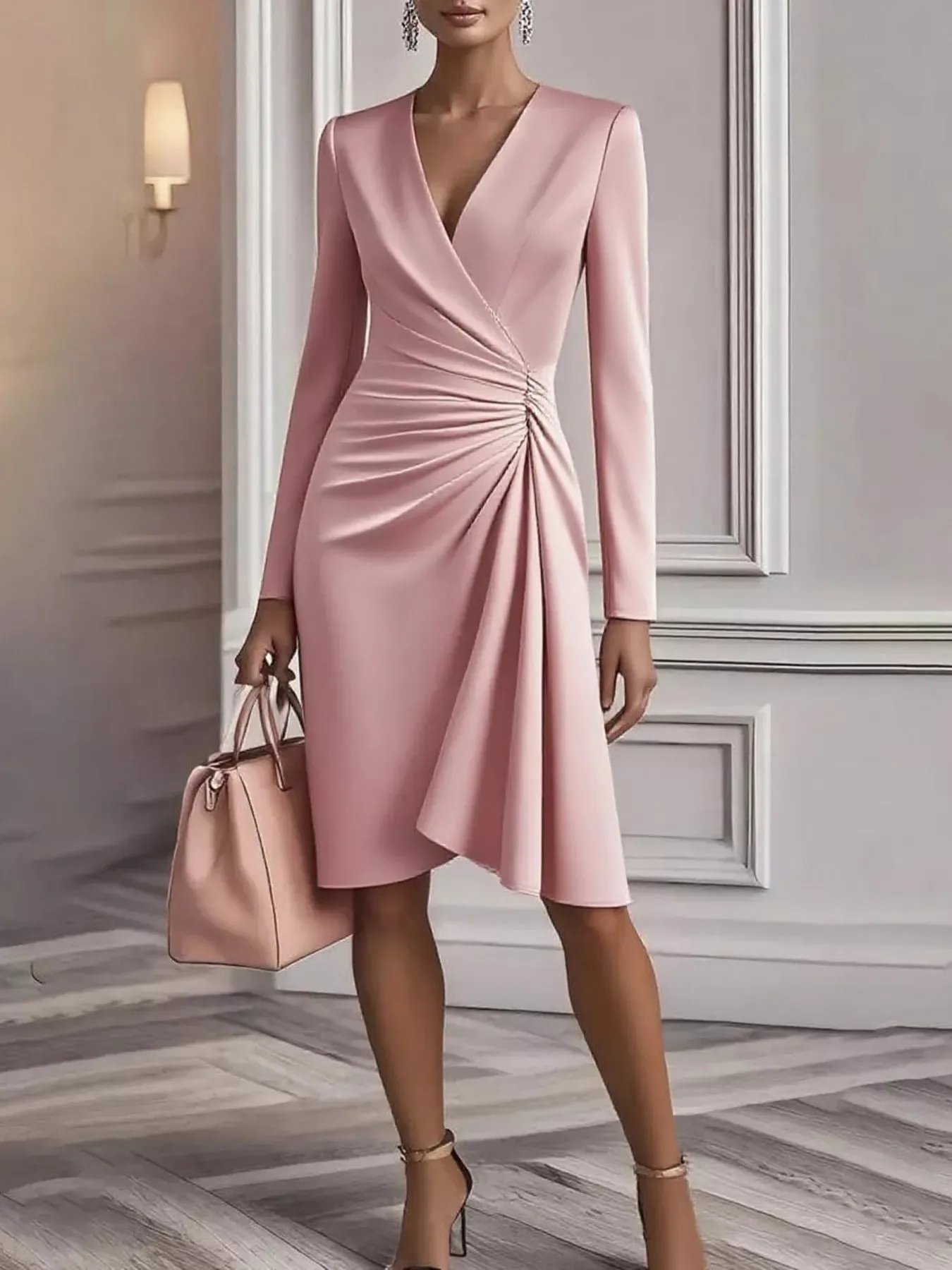 Ruched Surplice Long Sleeve Dress sold by Gigi Laurent
