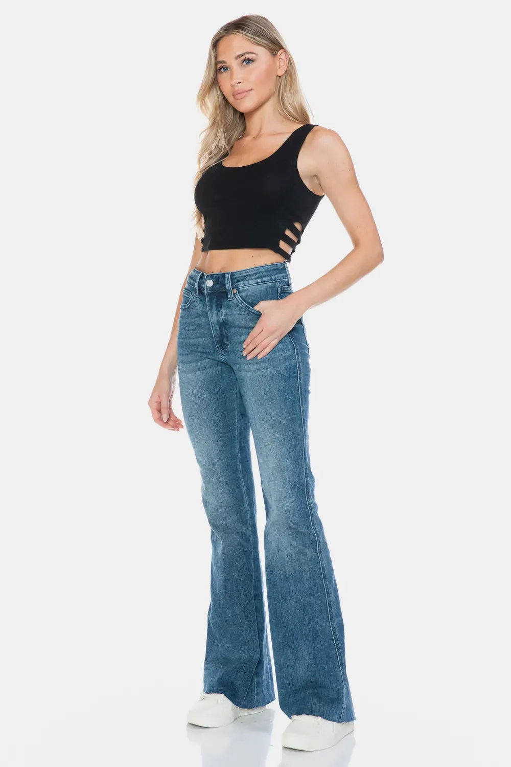 Judy Blue Full Size Tummy Control Cut Hem Flare Jeans sold by Gigi Laurent product image thumbnail 5