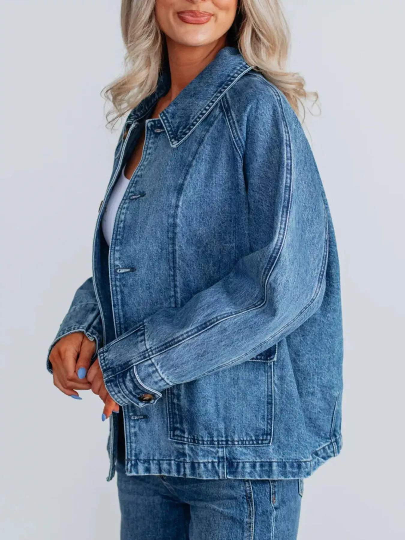 Button Up Raglan Sleeve Denim Jacket sold by Gigi Laurent product image thumbnail 2