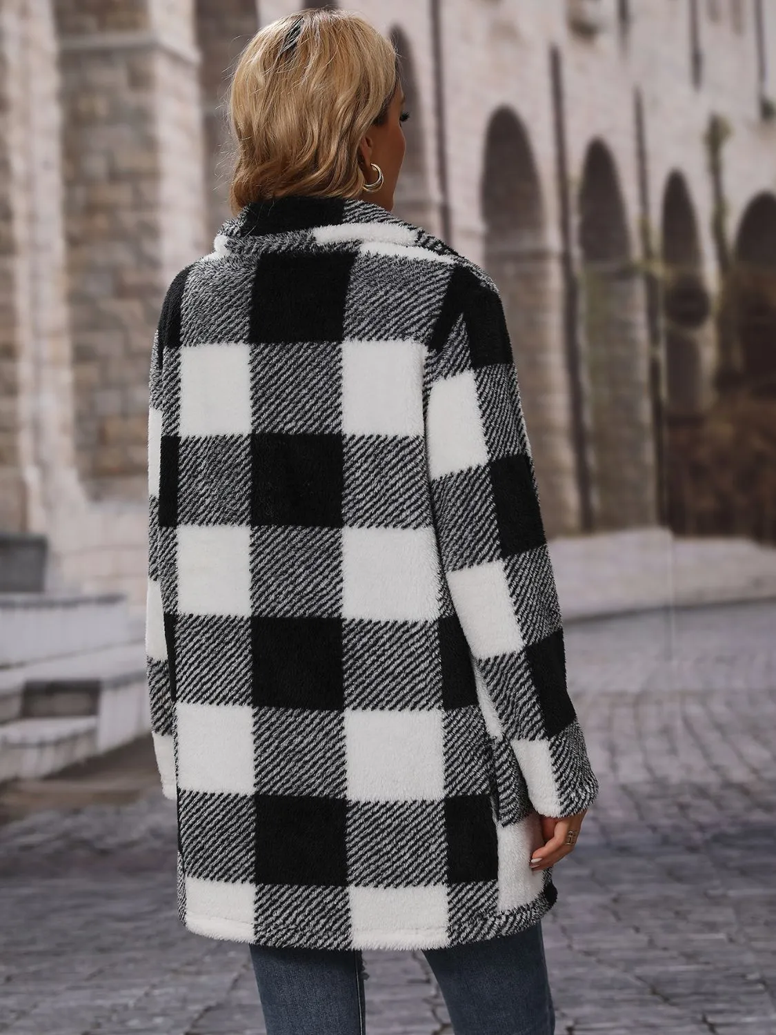 Plaid Collared Neck Coat with Pockets sold by Gigi Laurent product image thumbnail 2