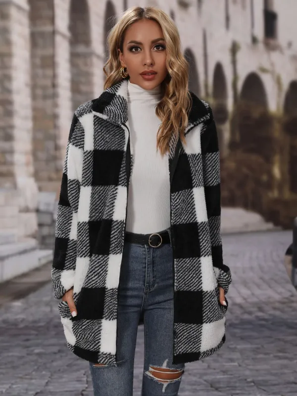 Plaid Collared Neck Coat with Pockets sold by Gigi Laurent