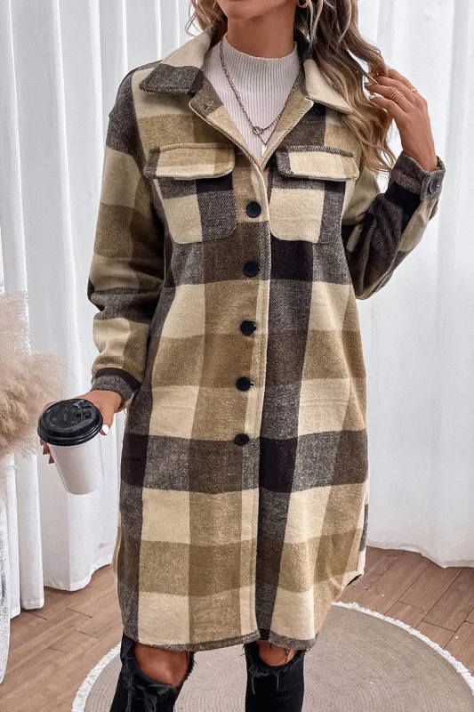 Plaid Button Down Longline Coat sold by Gigi Laurent