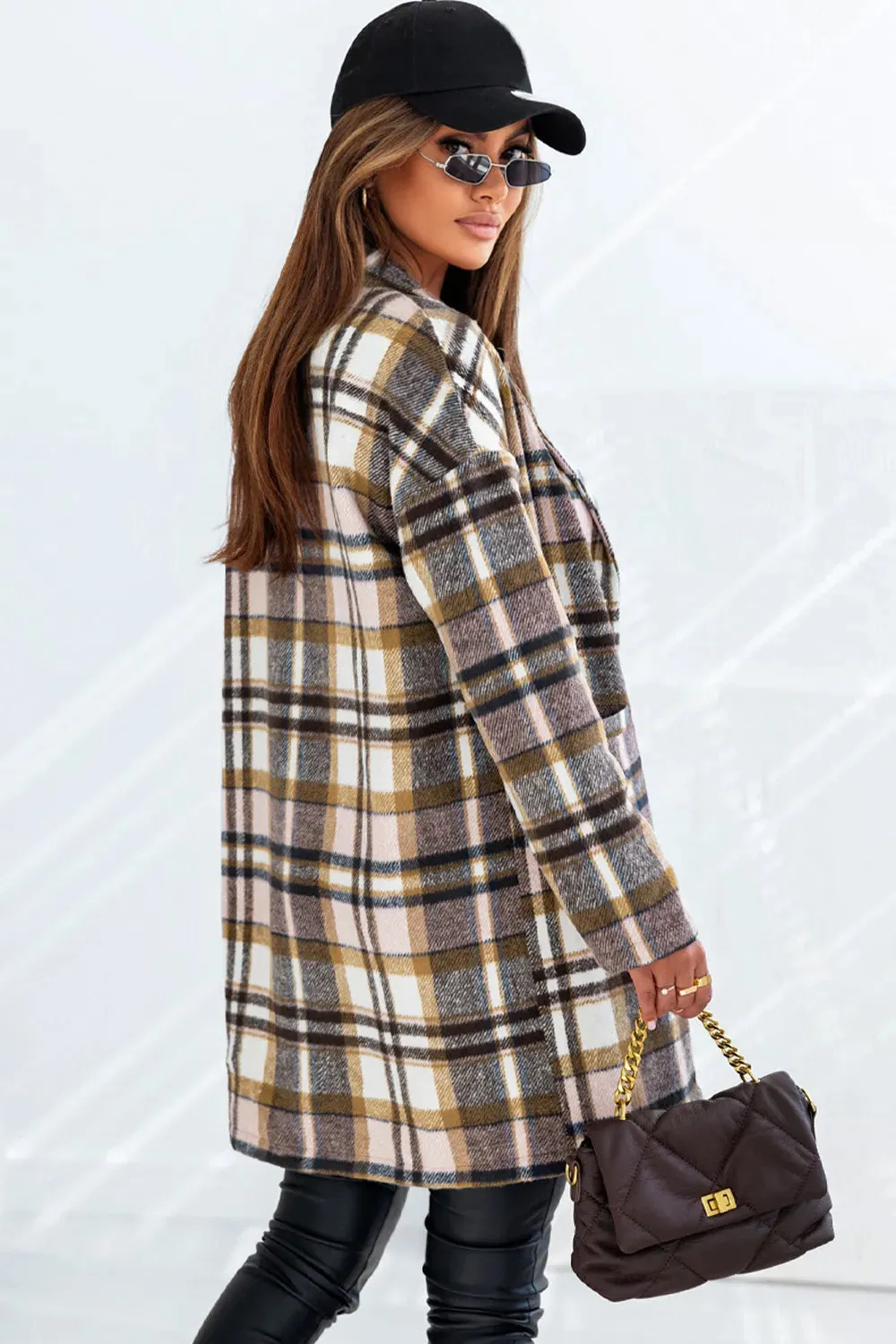 Plaid Longline Jacket with Pockets sold by Gigi Laurent product image thumbnail 2
