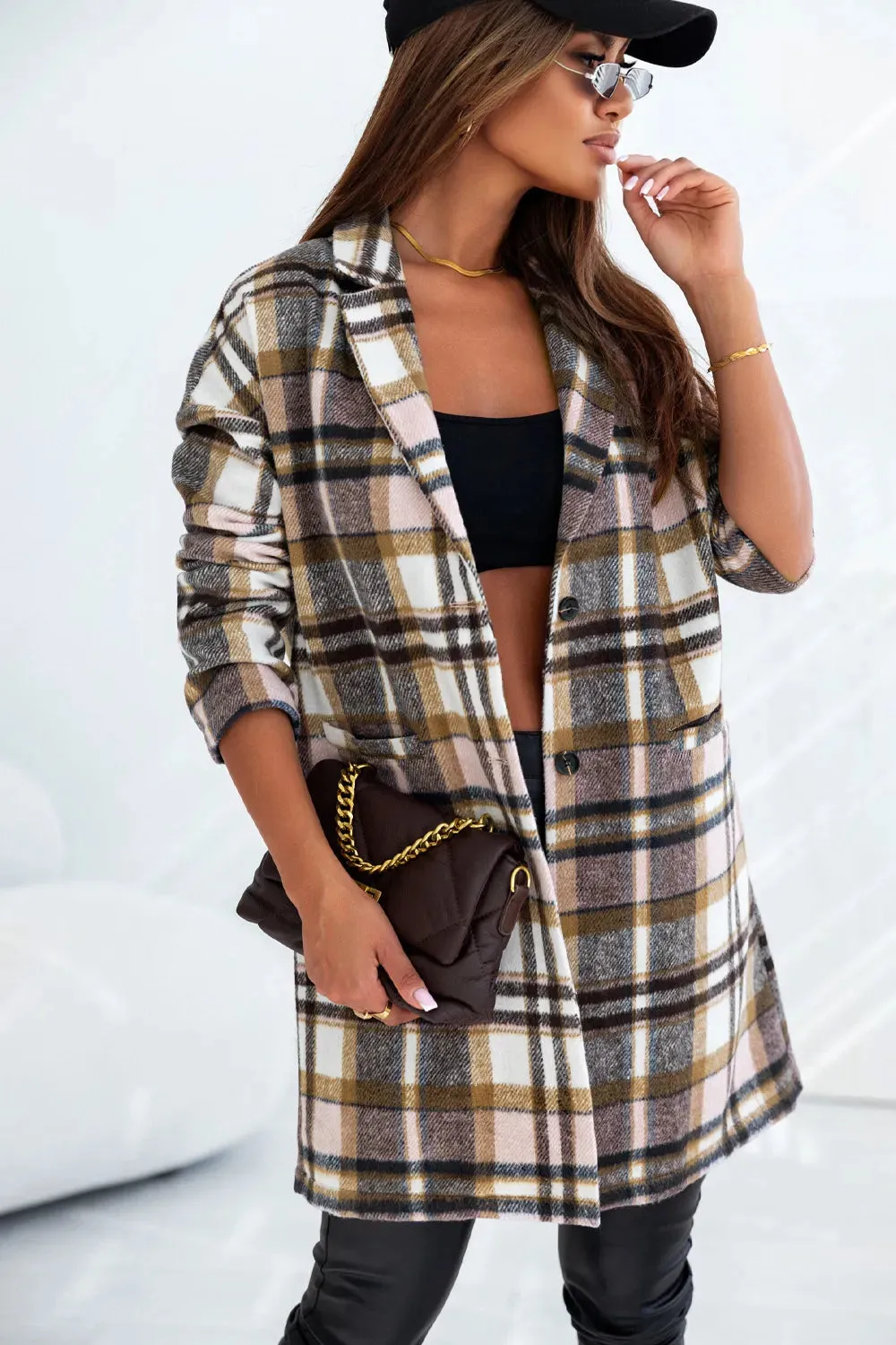Plaid Longline Jacket with Pockets sold by Gigi Laurent product image thumbnail 3