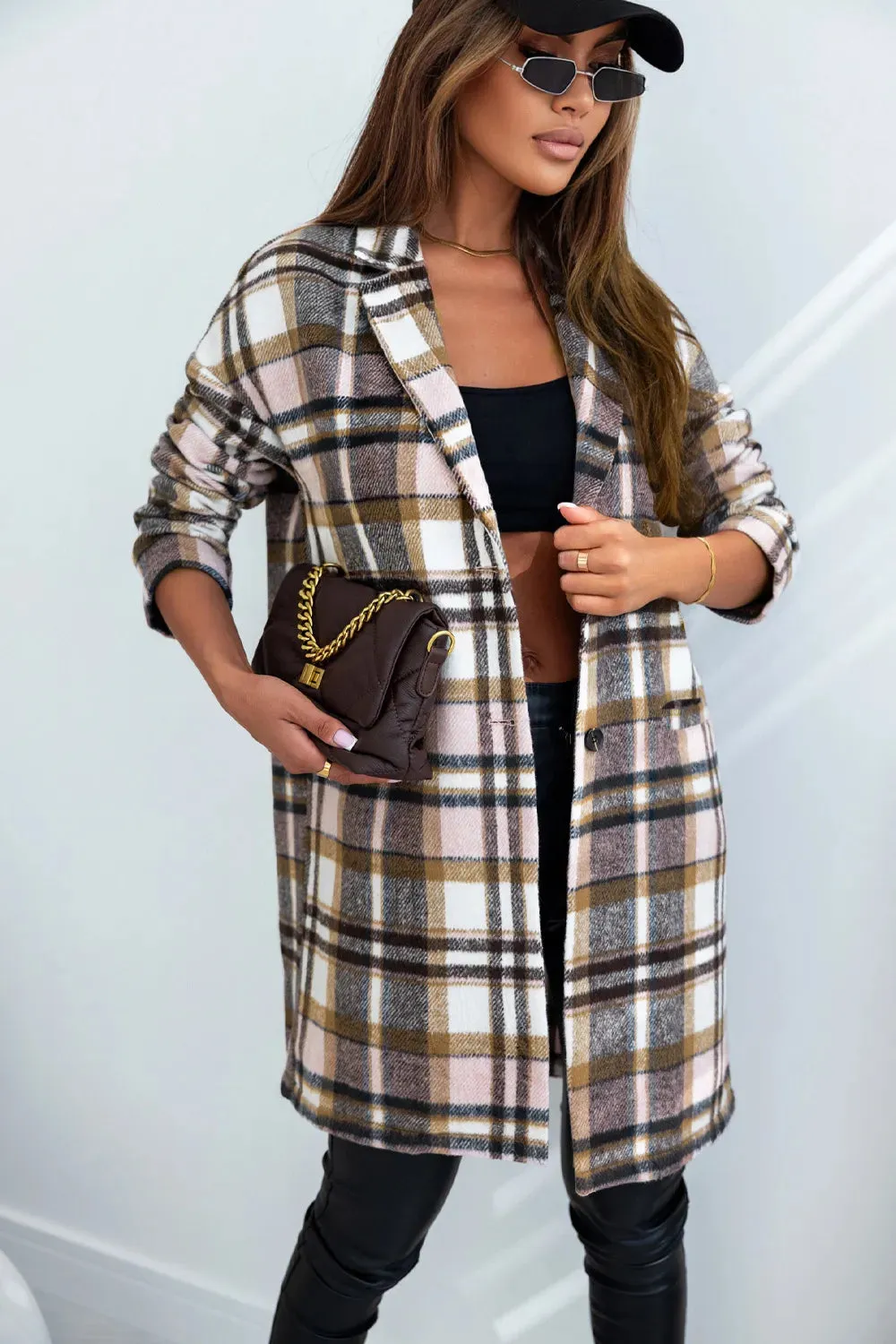 Plaid Longline Jacket with Pockets sold by Gigi Laurent product image thumbnail 4