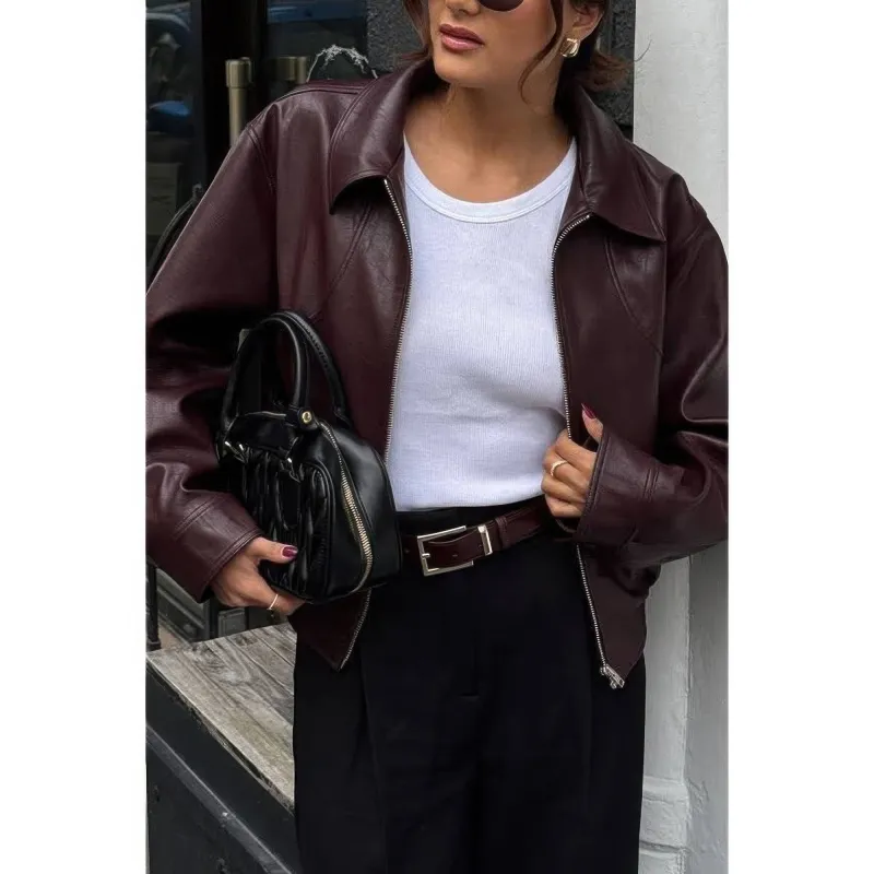 Solid Long Sleeve Short Lapel Zipper Jacket sold by Gigi Laurent