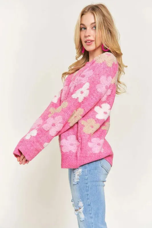 ADORA Full Size Floral Popped 2-Tone Sweater Top Plus Size sold by Gigi Laurent product image thumbnail 2