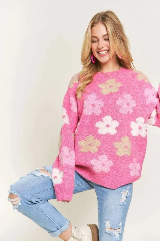 ADORA Full Size Floral Popped 2-Tone Sweater Top Plus Size sold by Gigi Laurent product image thumbnail 4