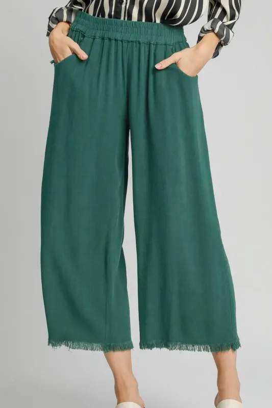 Umgee Full Size Linen Blend Elastic Waistband Wide Leg Pants Plus Size sold by Gigi Laurent