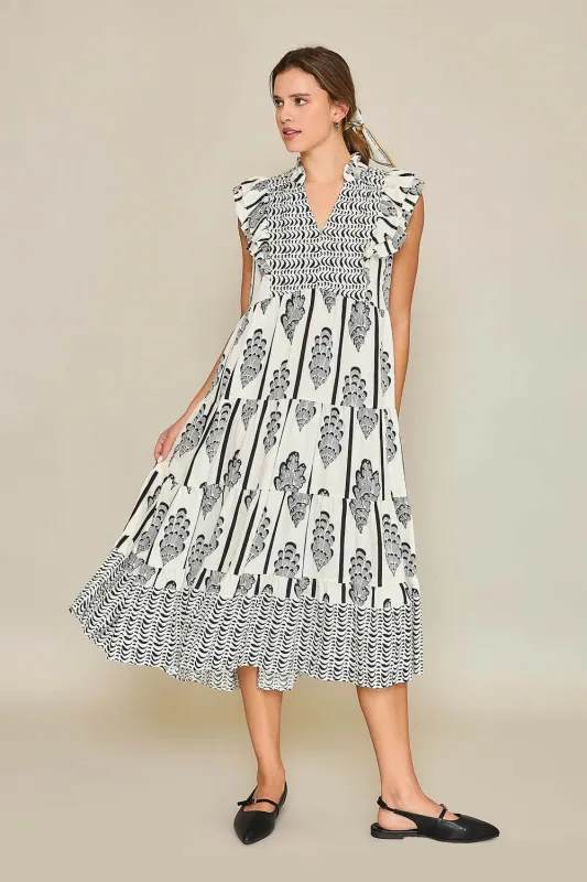 Umgee Full Size Boarder Print Midi Dress Plus Size made by Gigi Laurent