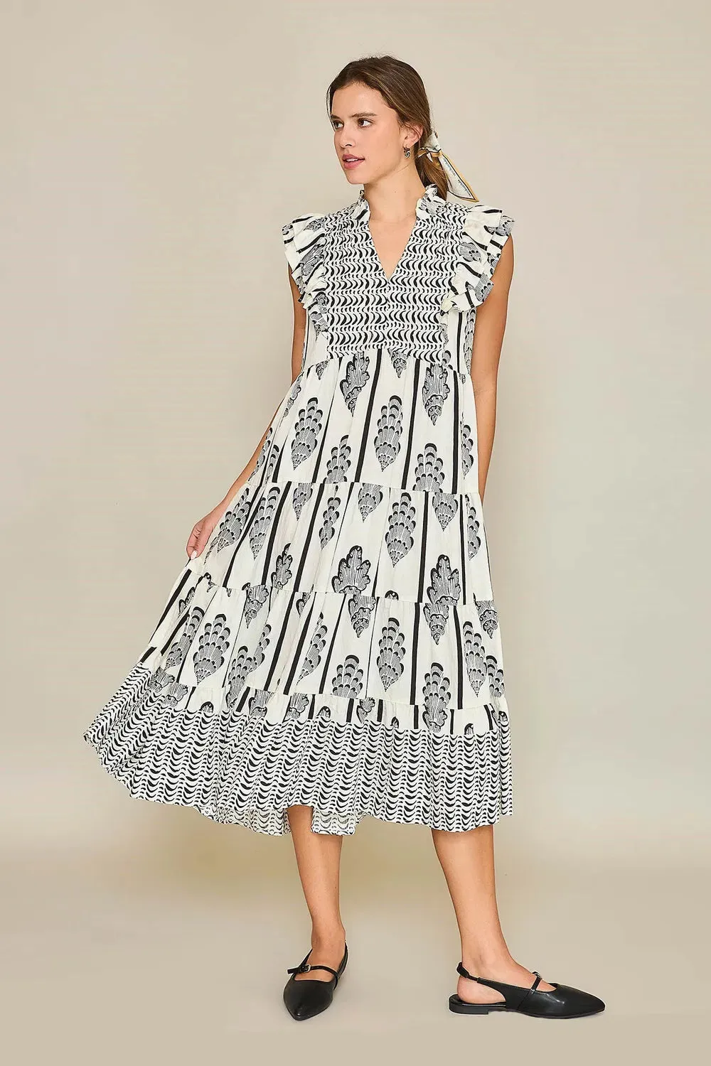 Umgee Full Size Boarder Print Midi Dress Plus Size sold by Gigi Laurent