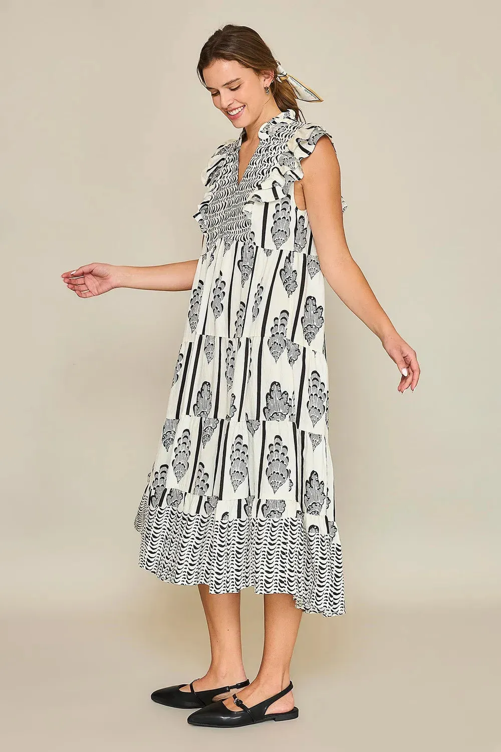 Umgee Full Size Boarder Print Midi Dress Plus Size sold by Gigi Laurent product image thumbnail 2