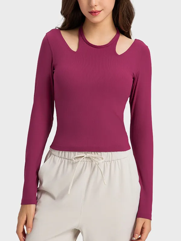 Millennia Halter Neck Long Sleeve Sporty Top sold by Gigi Laurent