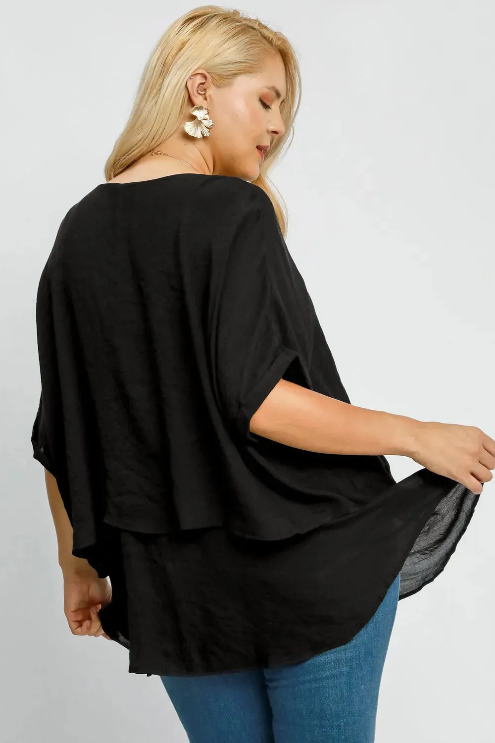 Umgee Full Size Cuffed Half Sleeve Layered Top Plus Size sold by Gigi Laurent product image thumbnail 2
