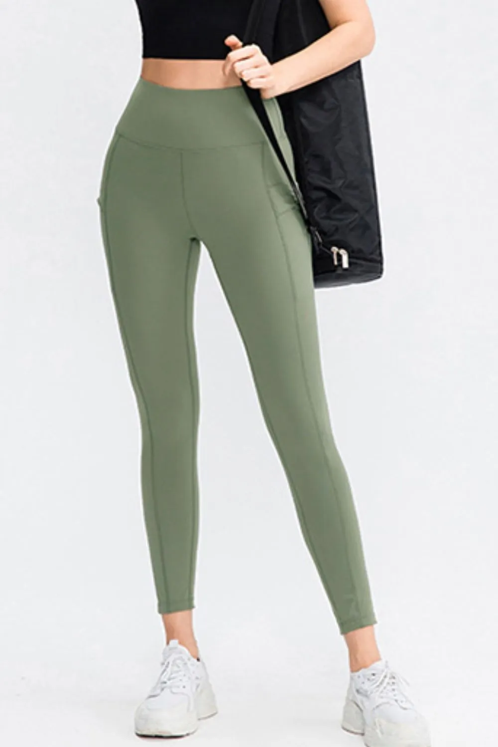 Wide Waistband Slim Fit Long Sports Pants with Pocket sold by Gigi Laurent product image thumbnail 4