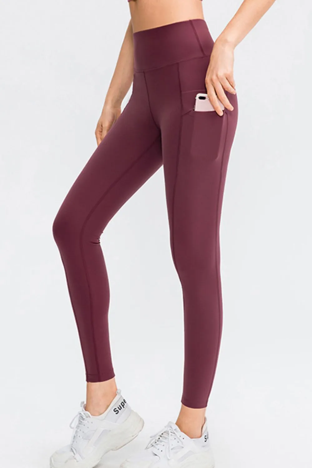 Wide Waistband Slim Fit Long Sports Pants with Pocket sold by Gigi Laurent