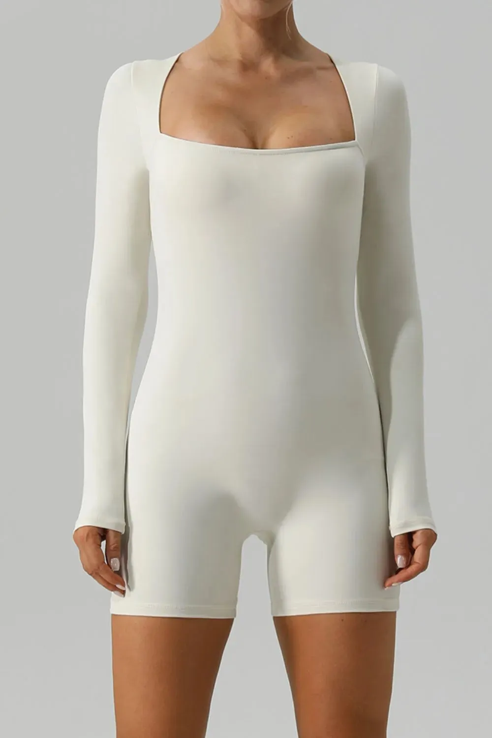 Square Neck Long Sleeve Active Romper sold by Gigi Laurent