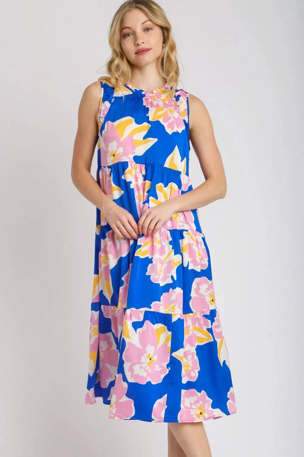 Umgee Full Size Floral Tiered Midi Tank Dress Plus Size sold by Gigi Laurent product image thumbnail 2