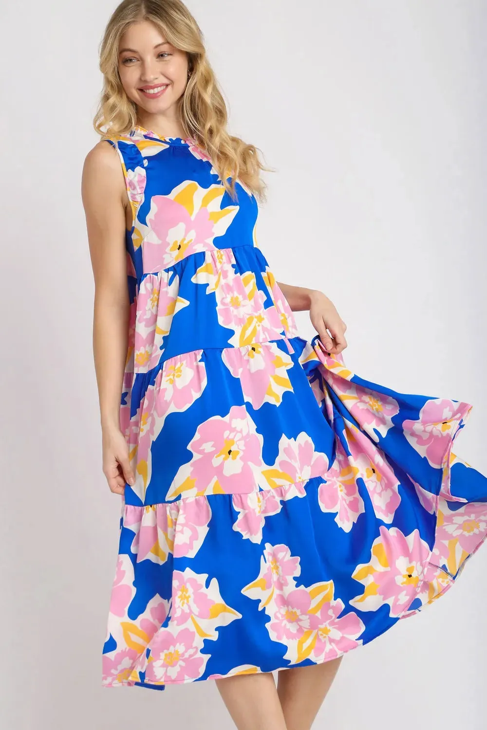 Umgee Full Size Floral Tiered Midi Tank Dress Plus Size sold by Gigi Laurent product image thumbnail 3
