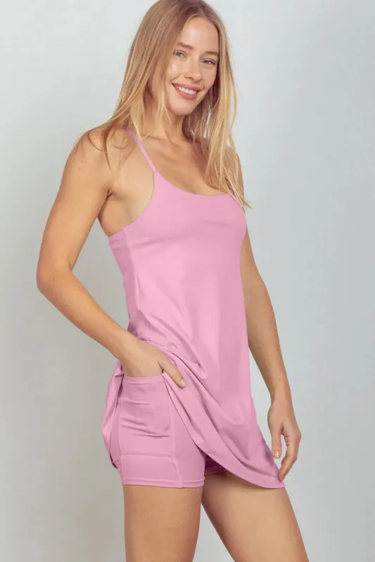 VERY J Sleeveless Active Tennis Dress with Unitard Liner sold by Gigi Laurent