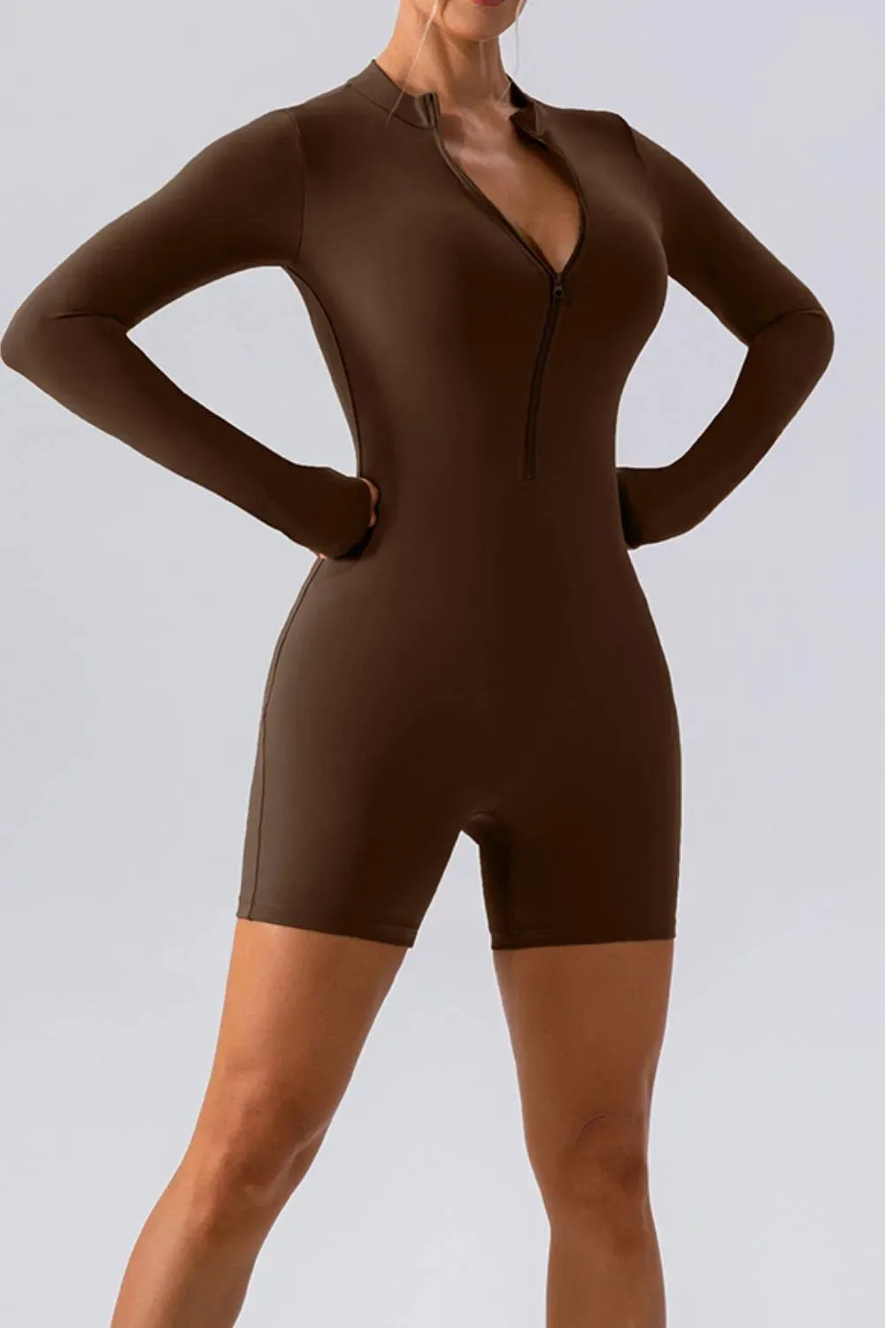 Half Zip Long Sleeve Active Romper sold by Gigi Laurent product image thumbnail 5