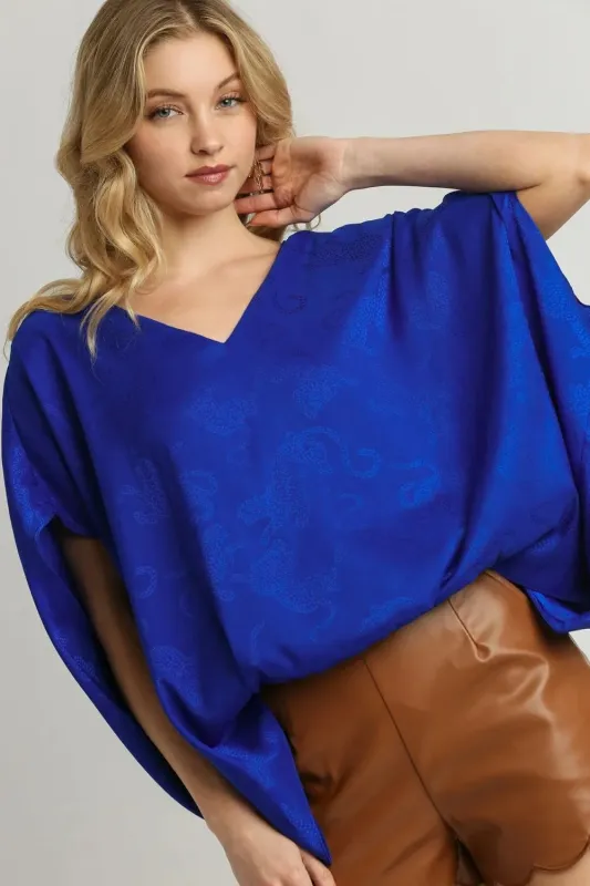 Umgee Full Size Satin Animal Print Jacquard Top Plus Size sold by Gigi Laurent